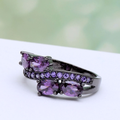 18K SVART Guldfyllda guld Filled gulddoublé Ring Cubic Zirconia - 4