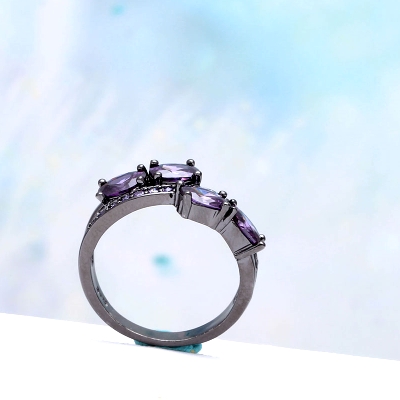 18K SVART Guldfyllda guld Filled gulddoublé Ring Cubic Zirconia - 3