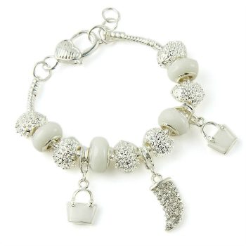 Armband silver pärlor berlock - 4