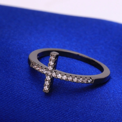 18K SVART Guldfyllda guld Filled gulddoublé Ring Cubic Zirconia - 2