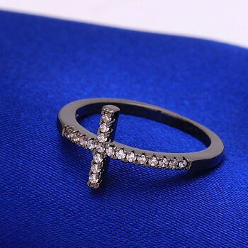 18K BLACK Gold Filled RING Cubic Zircon