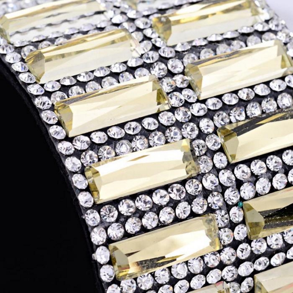 Rhinestone Leather Wrap Wristband Bracelet Bangle - 7