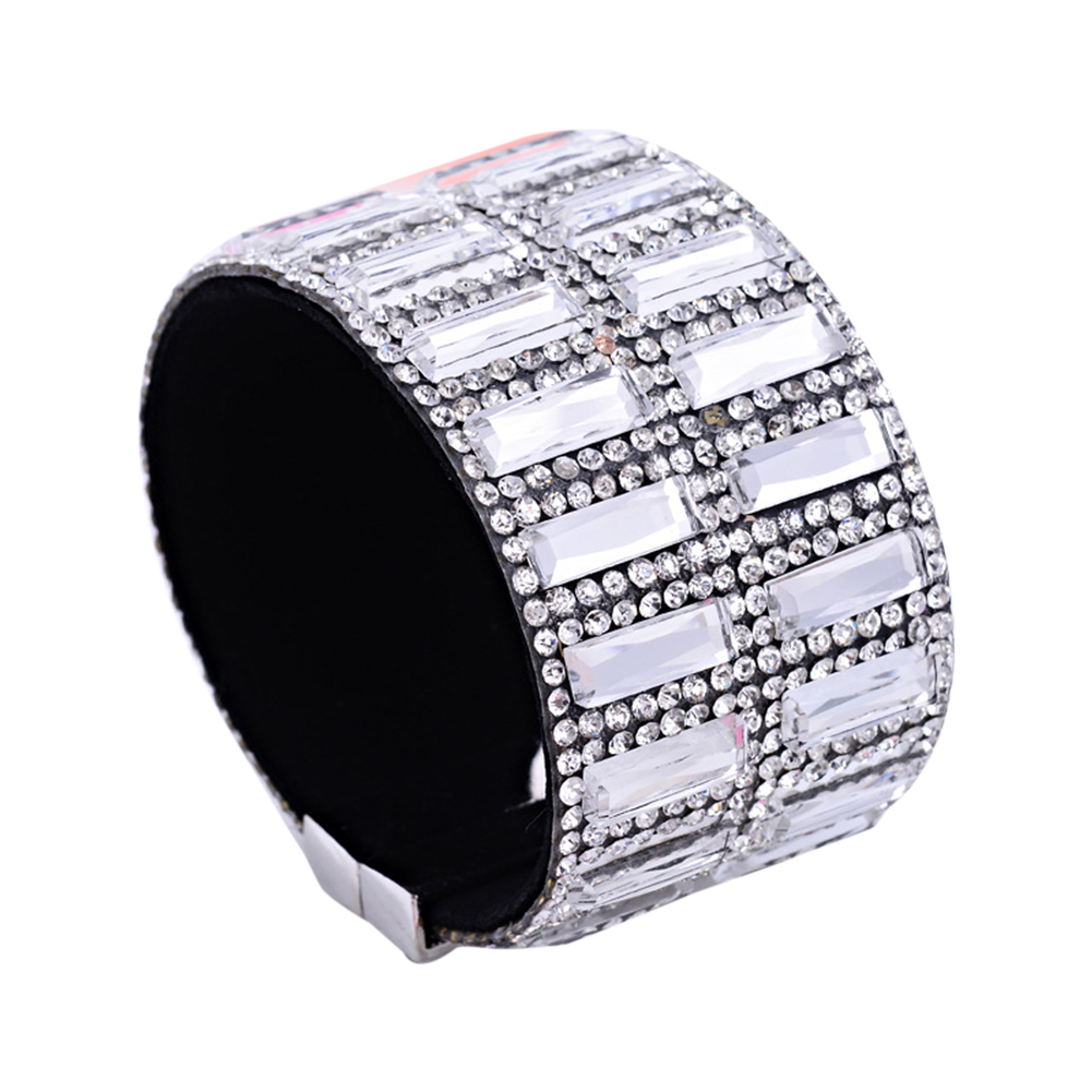 Rhinestone Leather Wrap Wristband Bracelet Bangle - 6