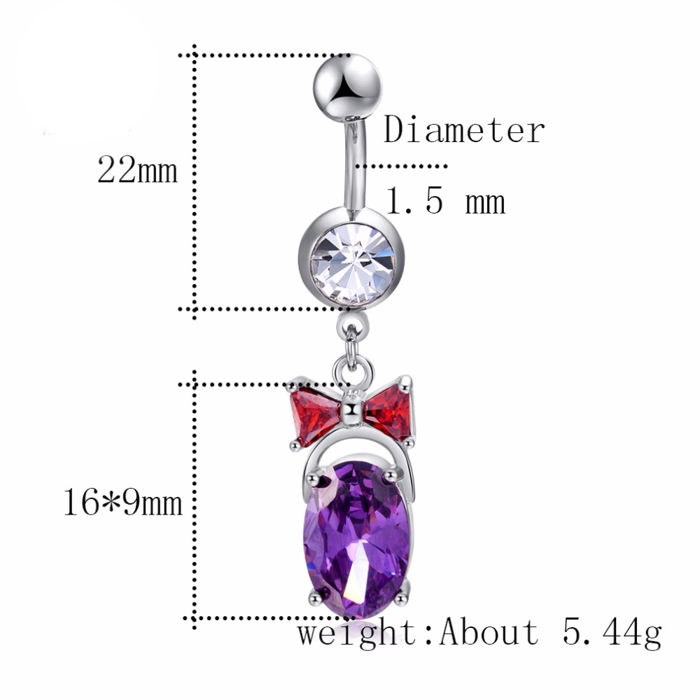 Guldpläterade navelpiercing CZ  - 2
