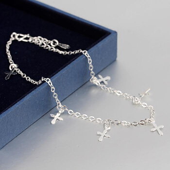 Silverpläterad fot kedja fotlänk armband 