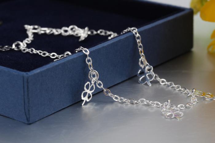 Silverpläterad fot kedja fotlänk armband  - 2