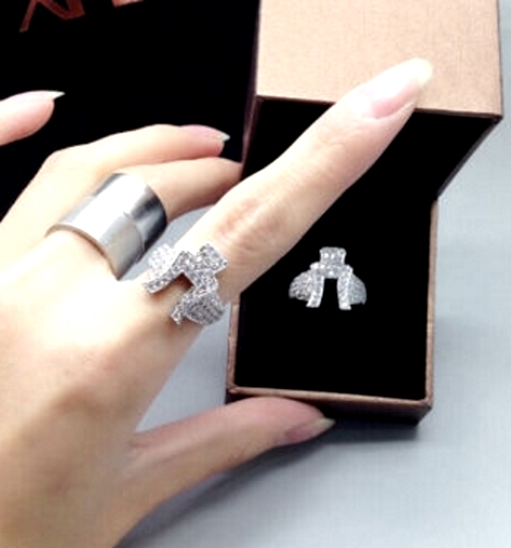 18K White Gold Filled RING White Topaz CZ 