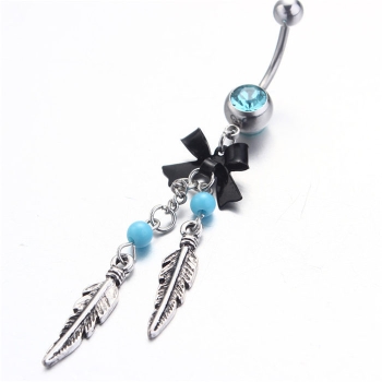 Navel Jewelry piercing 316L Stainless Steel Kawaii Feather - 4