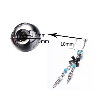 Navel Jewelry piercing 316L Stainless Steel Kawaii Feather - 3