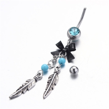 Navel Jewelry piercing 316L Stainless Steel Kawaii Feather - 5