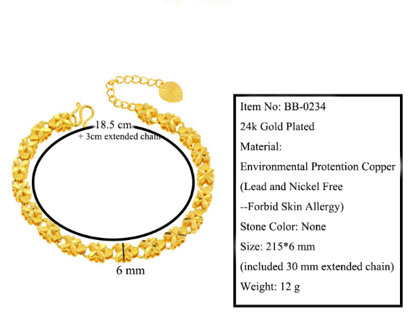 24K Guld FILLED gulddoublé armband 215*6mm - 3