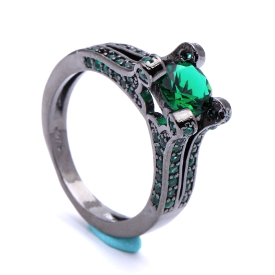 18K SVART Guldfyllda guld Filled gulddoublé Ring Cubic Zirconia - 2
