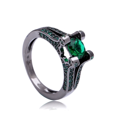 18K SVART Guldfyllda guld Filled gulddoublé Ring Cubic Zirconia - 3