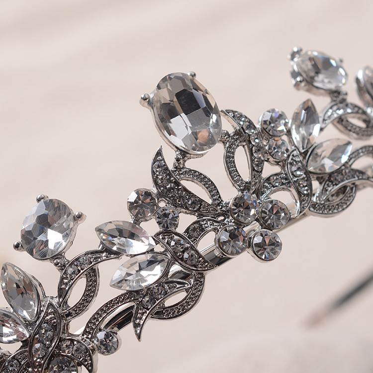 Lyx kristall CZ bröllop hår krona tiara - 2