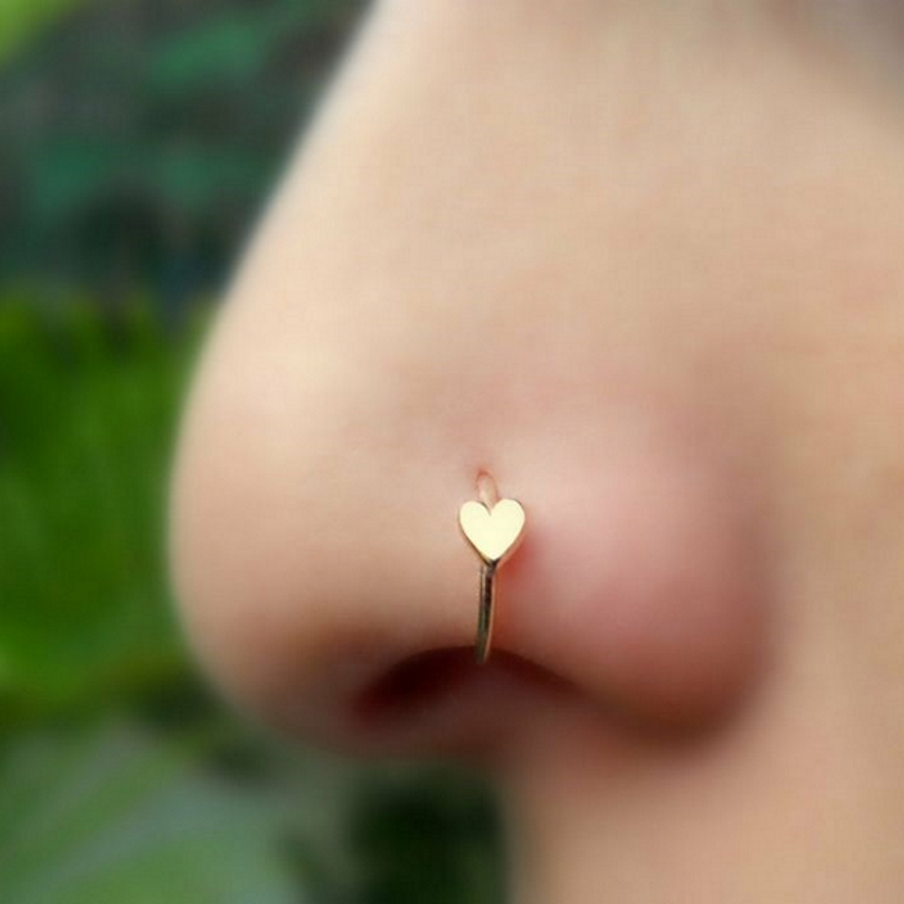 9K Gul guld näsa piercing - 5