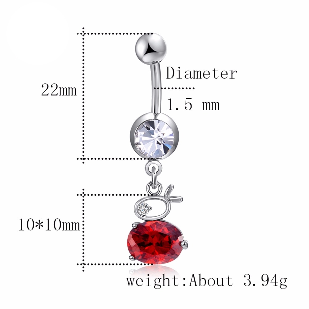 Guldpläterade navelpiercing CZ  - 2
