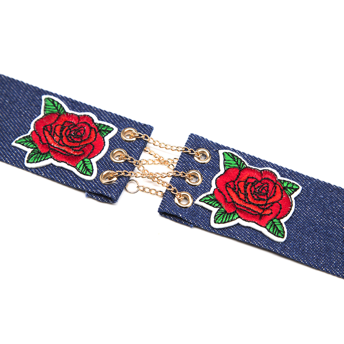 Halsband choker Denim blomma - 2