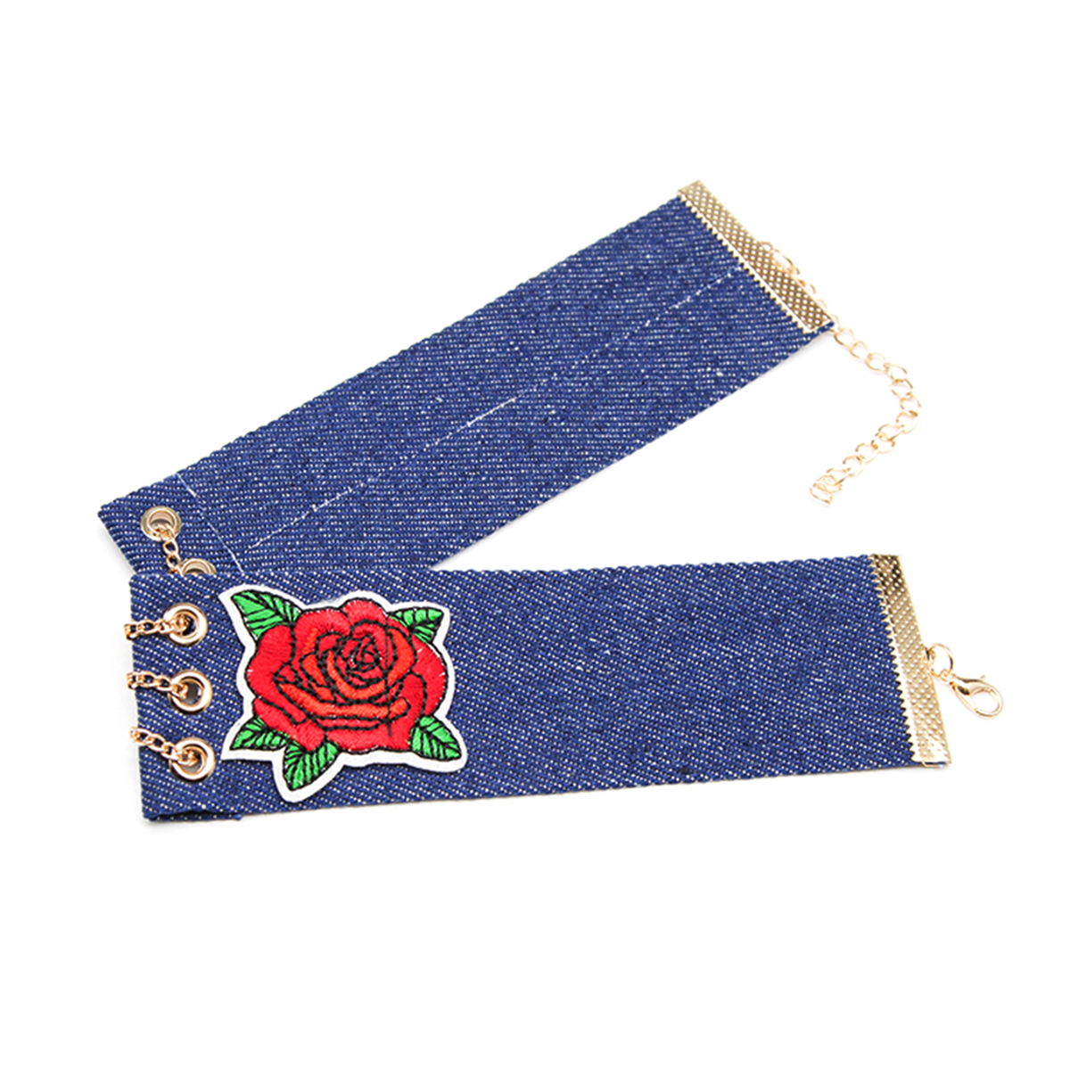 Halsband choker Denim blomma - 3