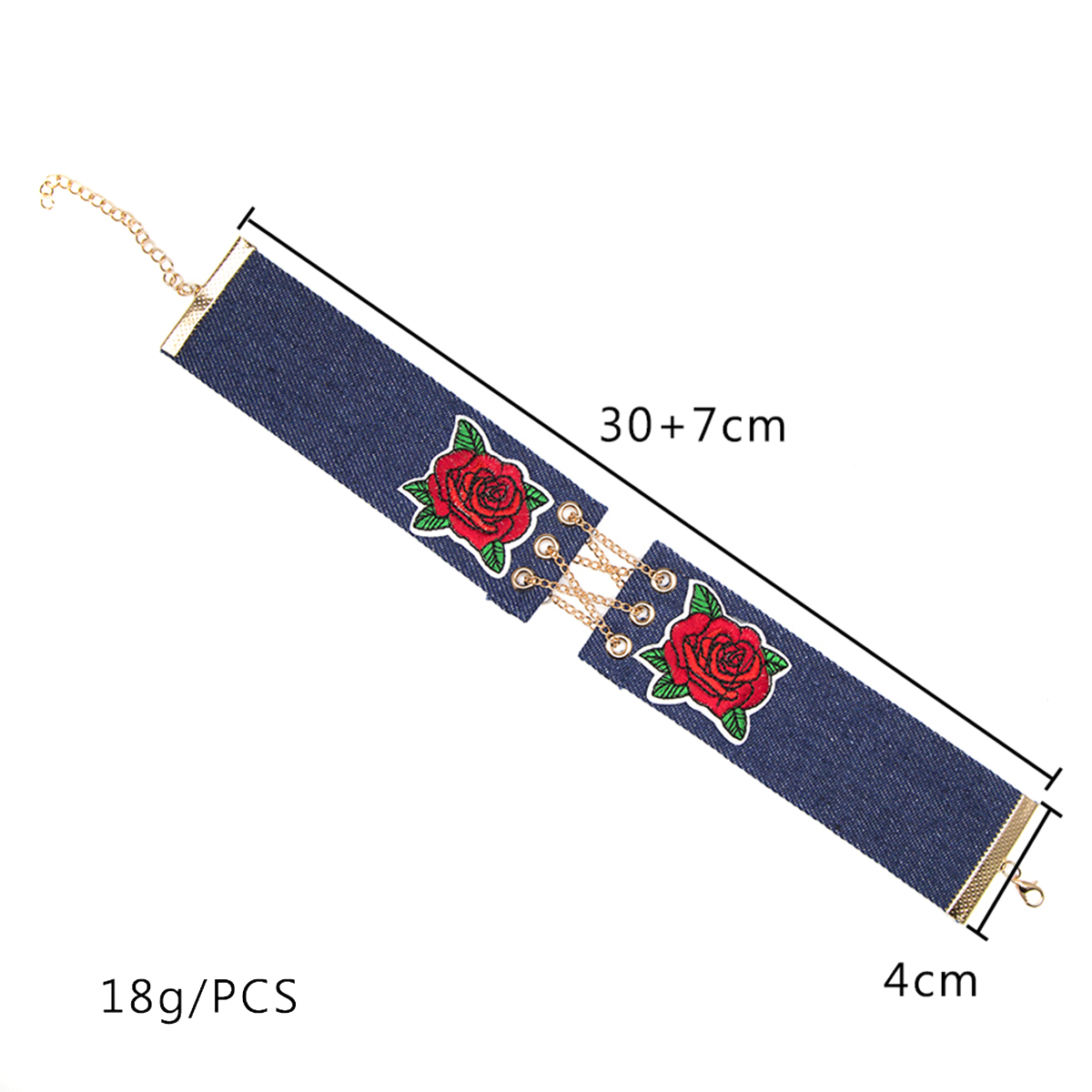 Halsband choker Denim blomma - 4