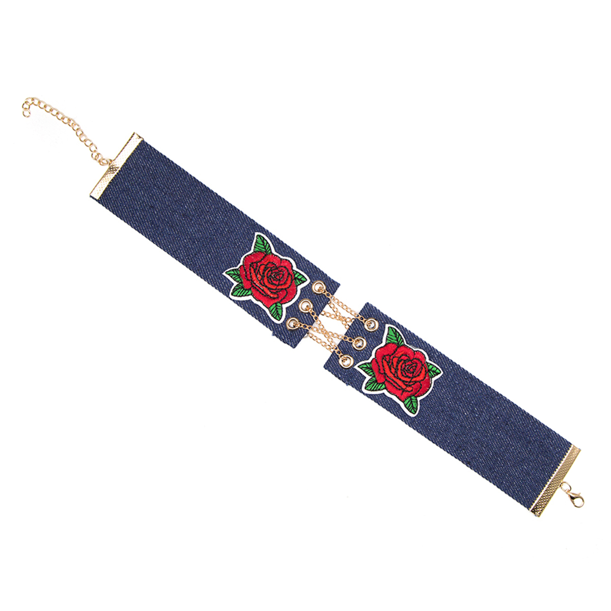 Halsband choker Denim blomma - 5