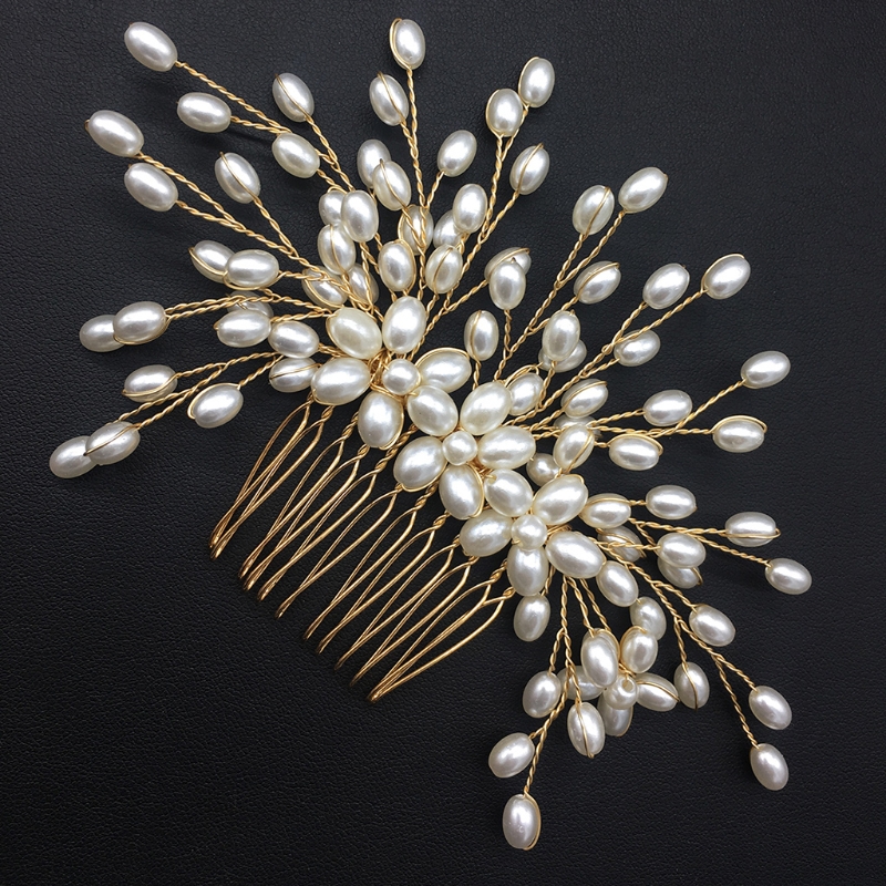 Bridal Pearl Flower Crystal Hair Pin - 3