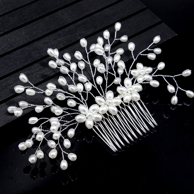 Bridal Pearl Flower Crystal Hair Pin - 5