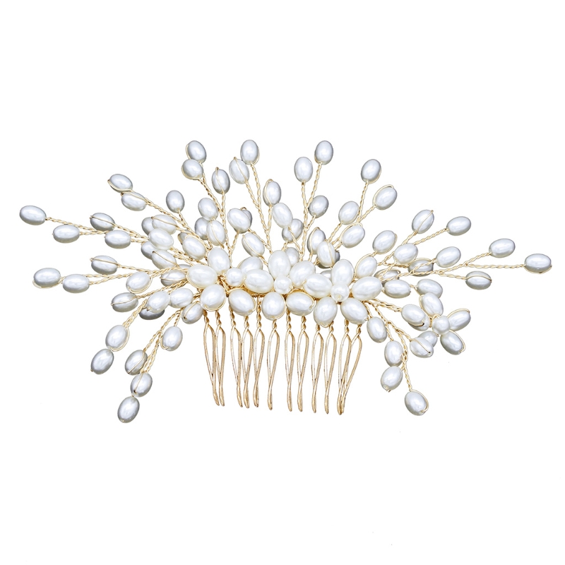 Bridal Pearl Flower Crystal Hair Pin - 4