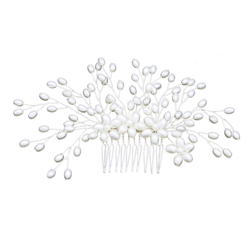 Bridal Pearl Flower Crystal Hair Pin - 2