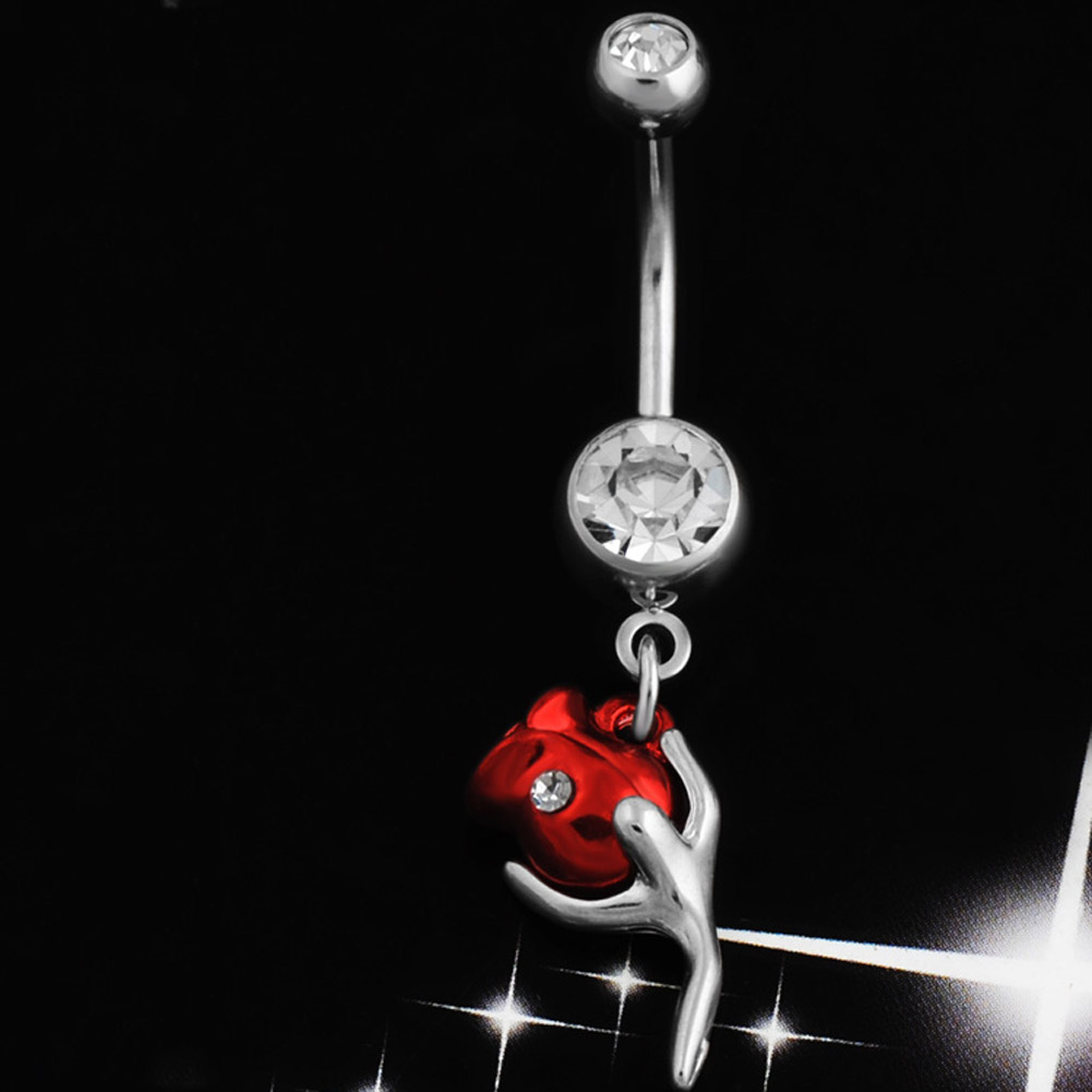 Belly Button Ring Body Jewelry Piercing Red Rose - 2