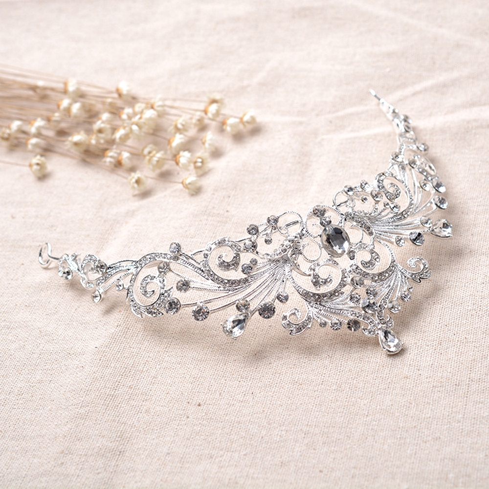 Kristall bröllop hår krona tiara - 2