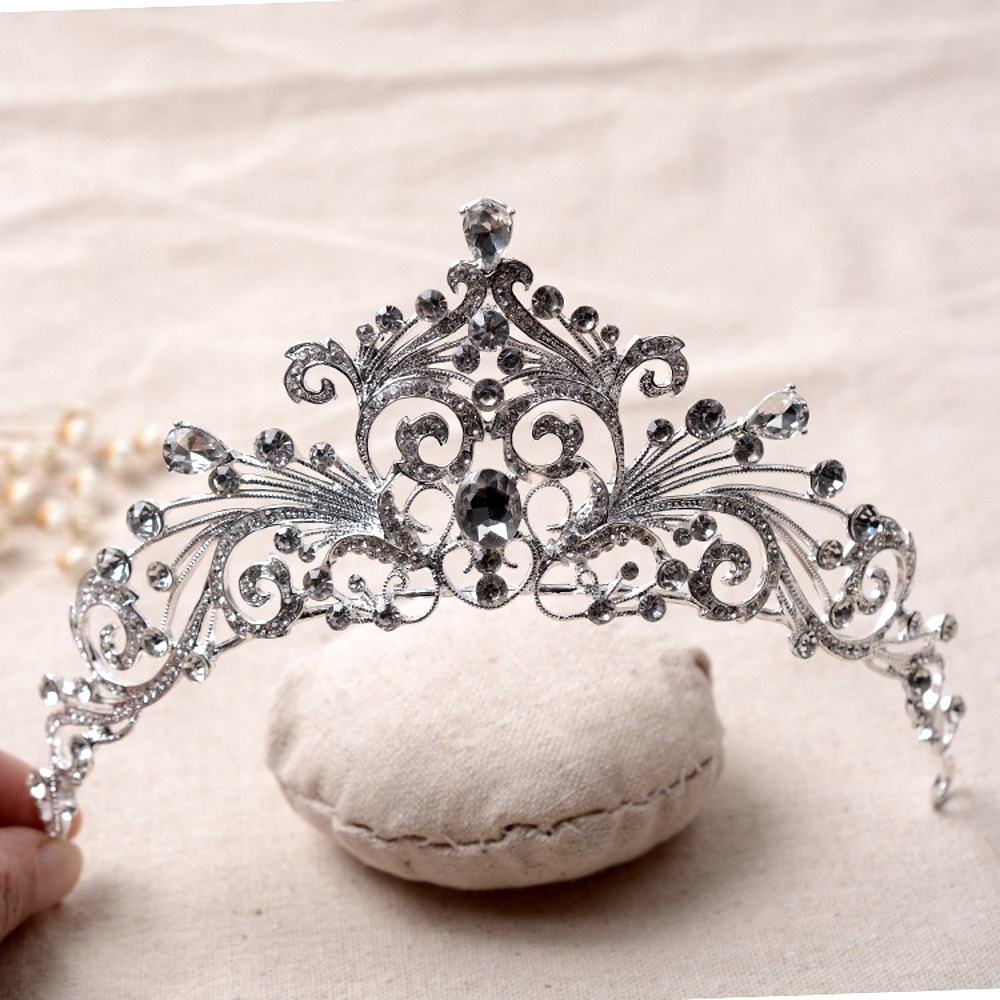 Kristall bröllop hår krona tiara