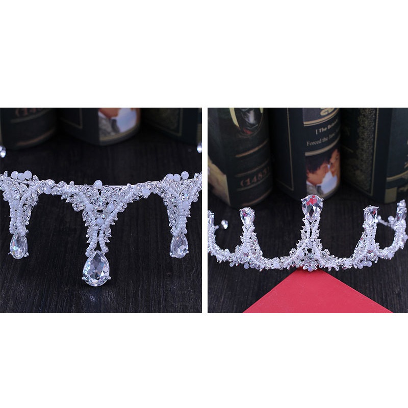 Kristall bröllop hår krona tiara handgjort - 8