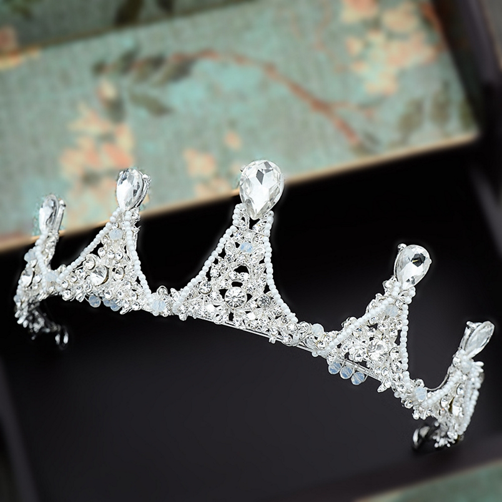 Kristall bröllop hår krona tiara handgjort - 4