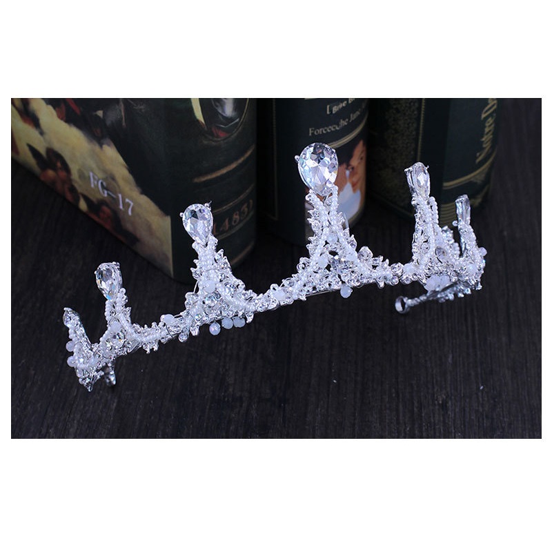 Kristall bröllop hår krona tiara handgjort - 6