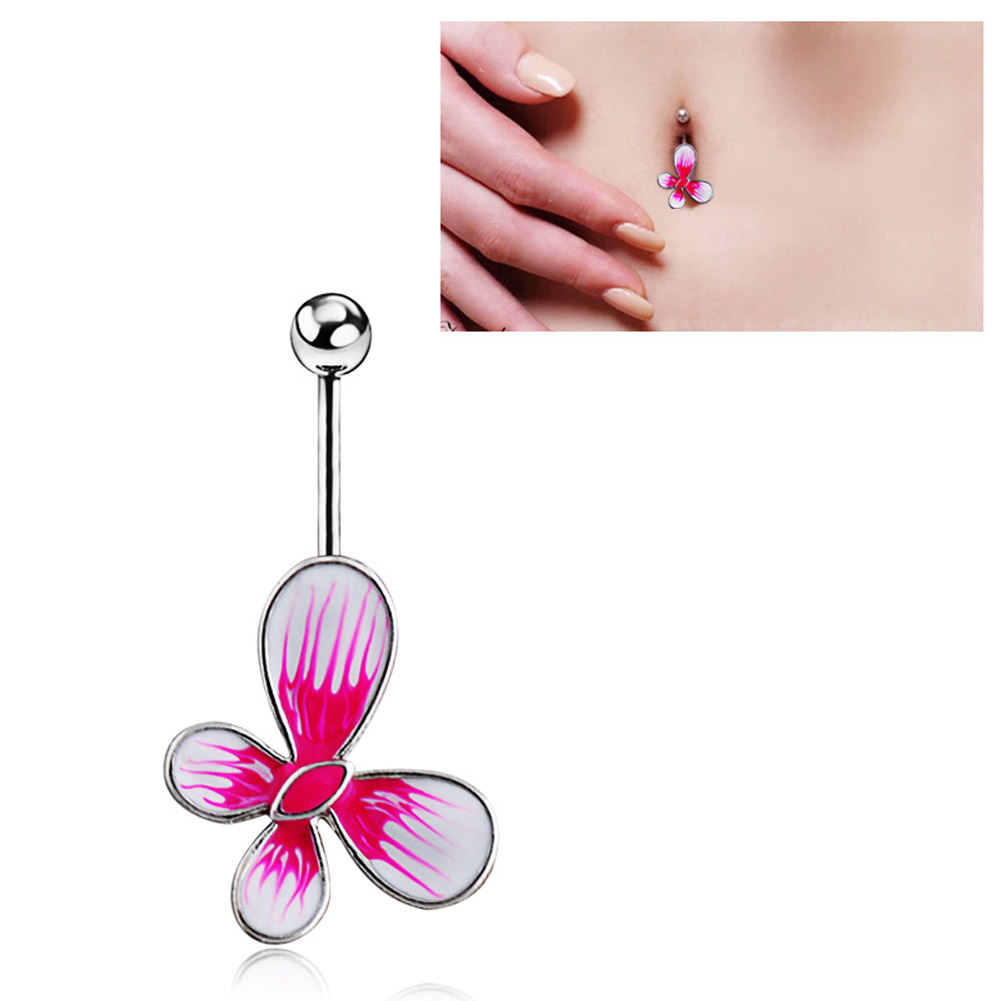 Belly Button Ring Body Jewelry Piercing Flower