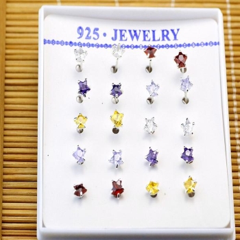 925 Silver CZ Öronpiercingar smycken 1st - 5