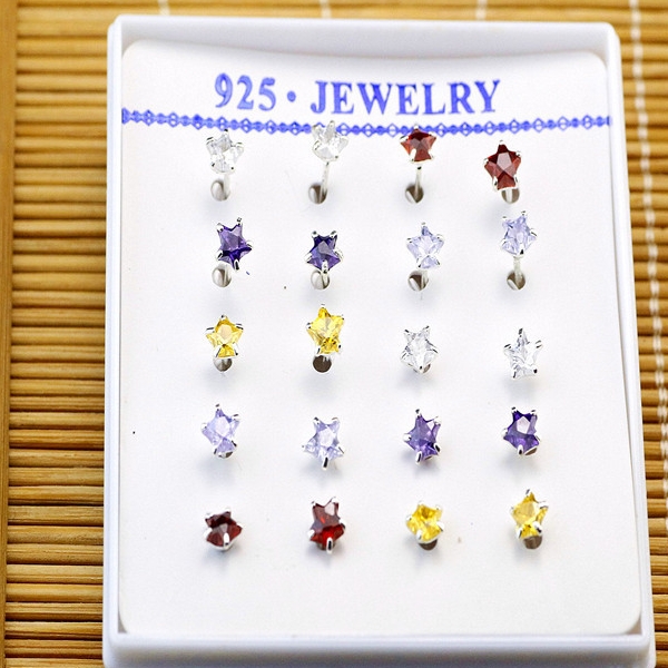 925 Silver CZ Öronpiercingar smycken 1st - 3