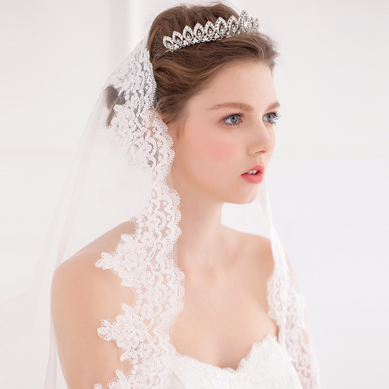 Kristall bröllop hår krona tiara - 7