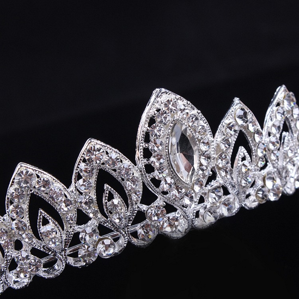 Kristall bröllop hår krona tiara - 5