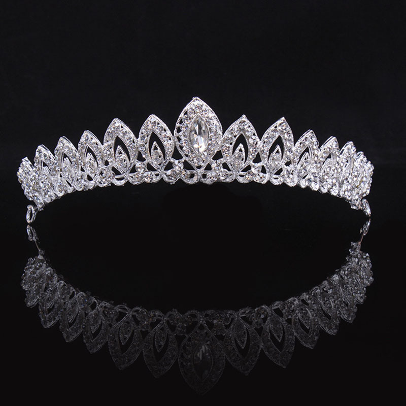 Kristall bröllop hår krona tiara - 8
