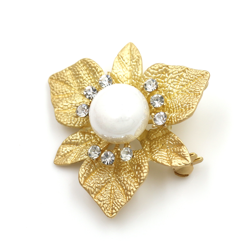 Brosch Kristall pärla SILVER/GULD - 5