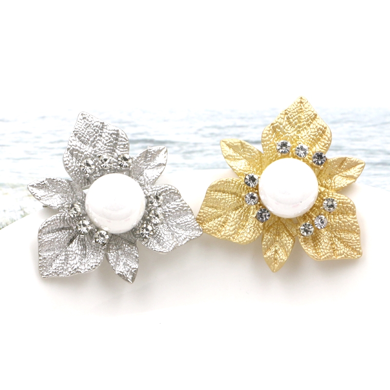 Brosch Kristall pärla SILVER/GULD