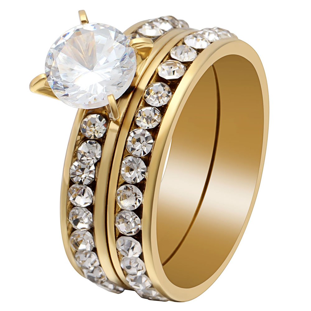 Stainless Steel Ring Engagement 2 Pcs/Sets