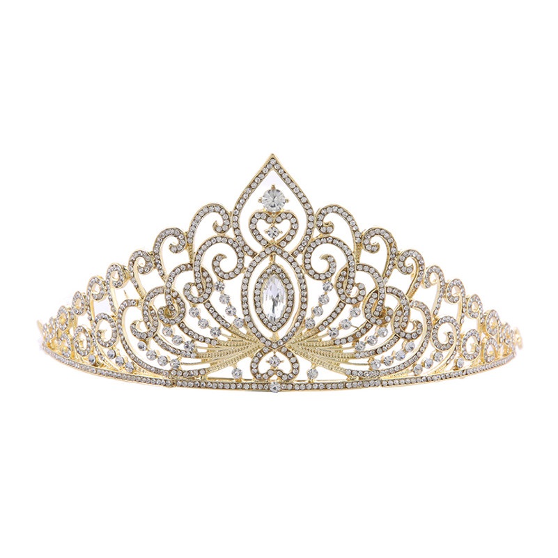 Kristall bröllop hår krona tiara GULD