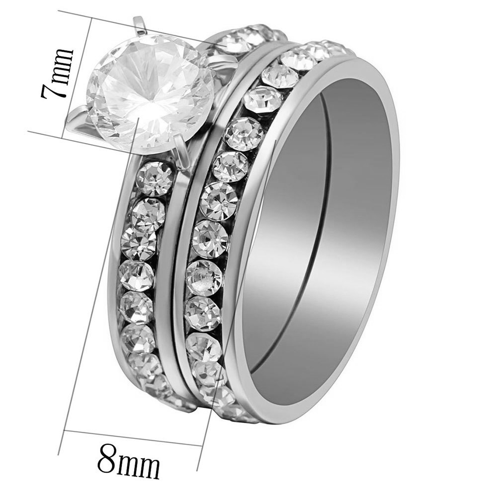 Rostfritt stål ring Förlovningring 2st / set