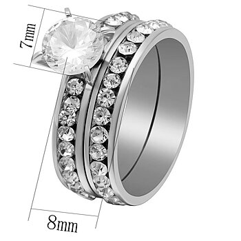 Rostfritt stål ring Förlovningring 2st / set