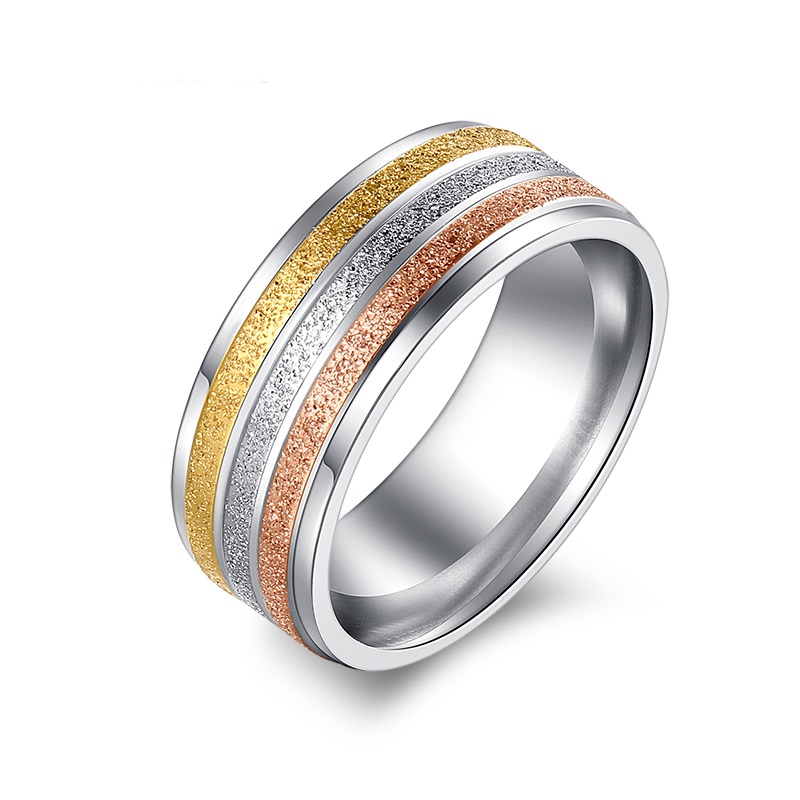 Stainless Steel Ring Three Colors Lines