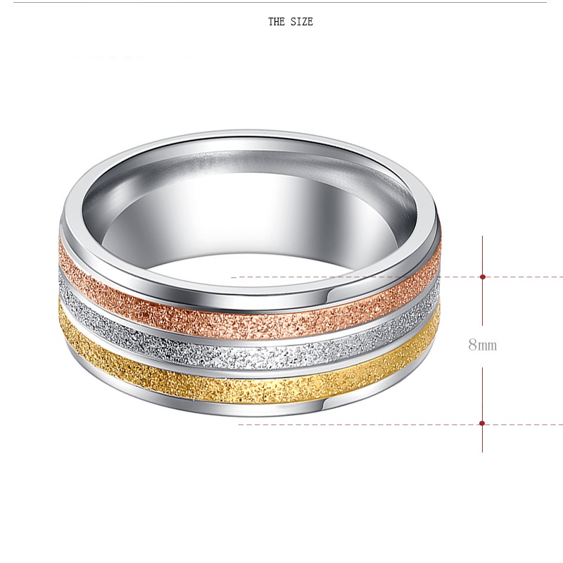 Stainless Steel Ring Three Colors Lines - 2