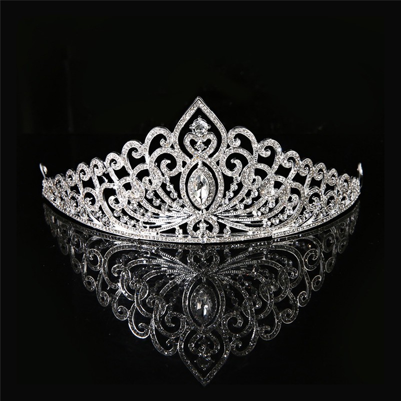 Lyx kristall CZ bröllop hår krona tiara - 4