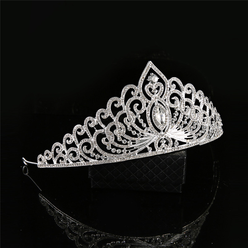 Lyx kristall CZ bröllop hår krona tiara - 2